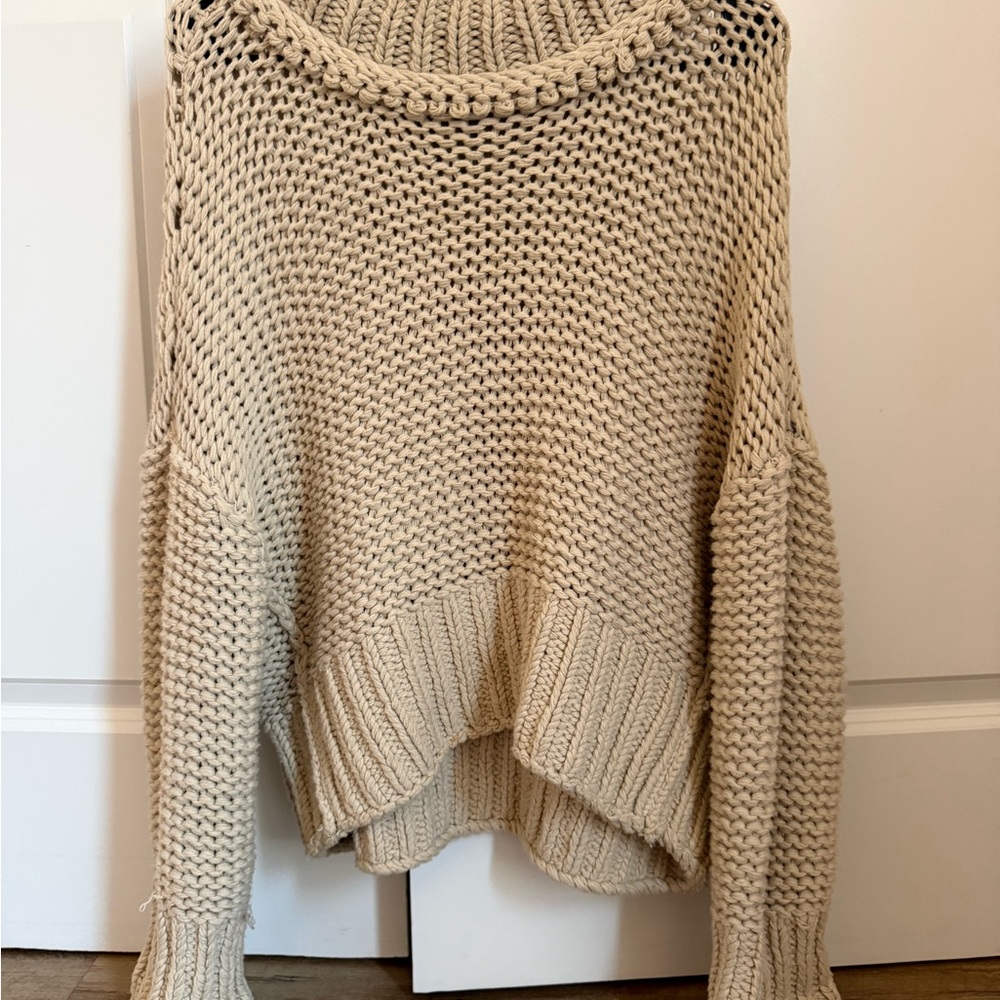 Free People Cream Cowl Neck Sweater